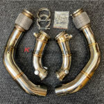 High-quality catless downpipe for the BMW M5 F90 also compatible with the M5 Competition and M5 CS all equipped with the S63M 4.4L V8 engine